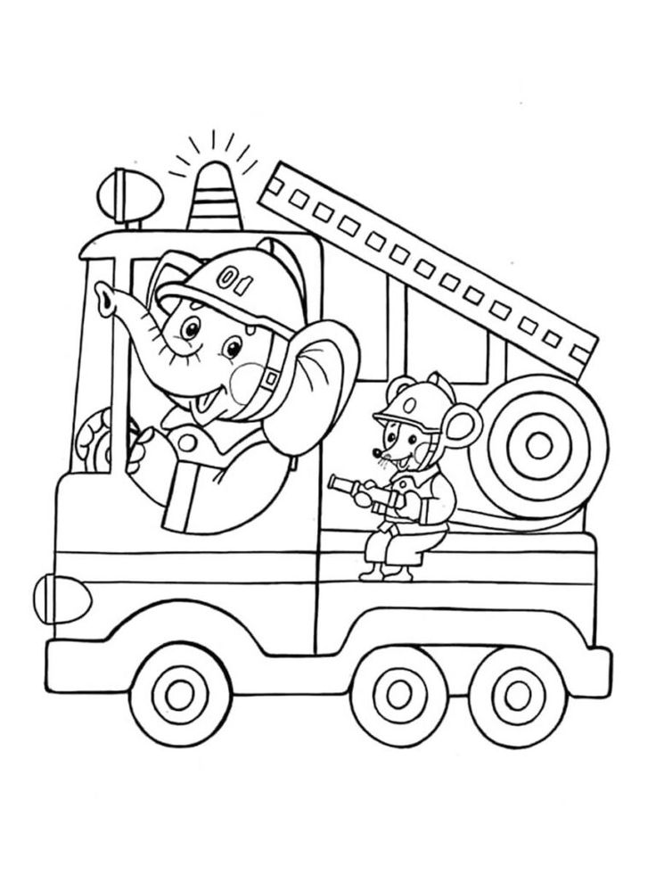 Tranh tô màu xe ô tô cứu hộ, cứu hoả 9